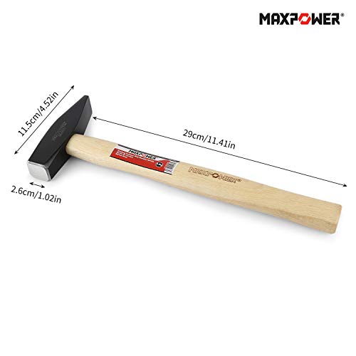 MAXPOWER Schlosserhammer 500g, Vorschlaghämmer/Stahlhammer/Ingenieurhammer/mit rutschfestem Fasergriff, Geschmiedeter Hammerkopf