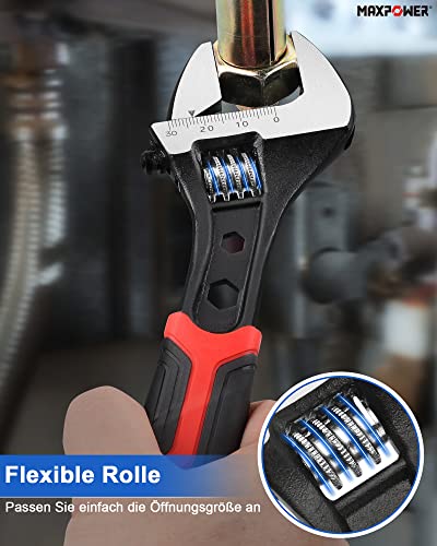 MAXPOWER 200mm Rollgabelschlüssel Adjustable Wrench 25mm Maximale Öffnung Werkstattreparatur oder Hausreparatur Verstellbarer Schraubenschlüssel Mini