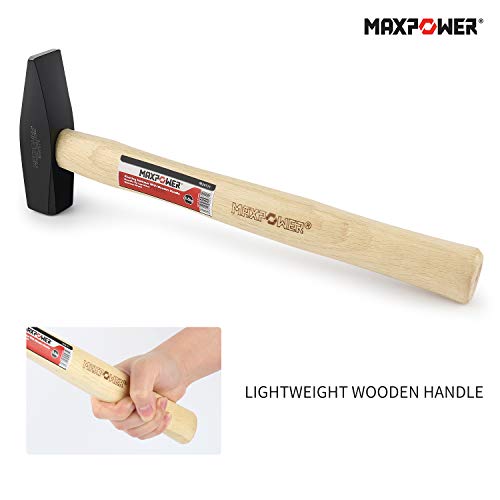 MAXPOWER Schlosserhammer 500g, Vorschlaghämmer/Stahlhammer/Ingenieurhammer/mit rutschfestem Fasergriff, Geschmiedeter Hammerkopf