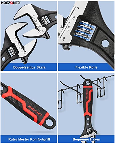 MAXPOWER 200mm Rollgabelschlüssel Adjustable Wrench 25mm Maximale Öffnung Werkstattreparatur oder Hausreparatur Verstellbarer Schraubenschlüssel Mini