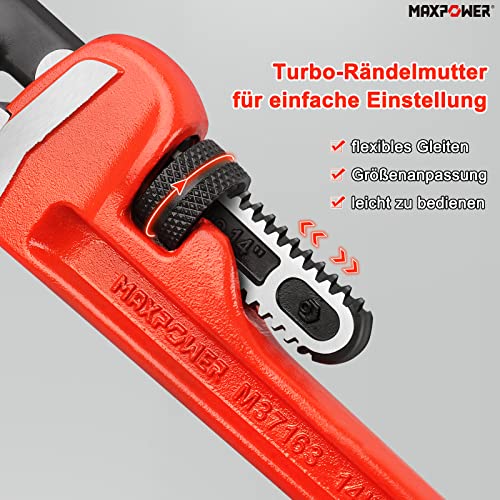 MAXPOWER 2 Stücke Rohrzangen Set 250mm/350mm rohrzange profi Wasserpumpenzange Rohrreparaturwerkzeuge
