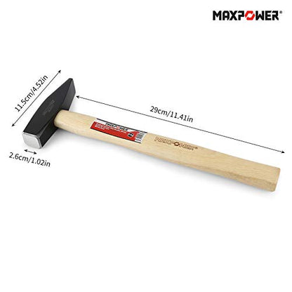 MAXPOWER Schlosserhammer 500g, Vorschlaghämmer/Stahlhammer/Ingenieurhammer/mit rutschfestem Fasergriff, Geschmiedeter Hammerkopf