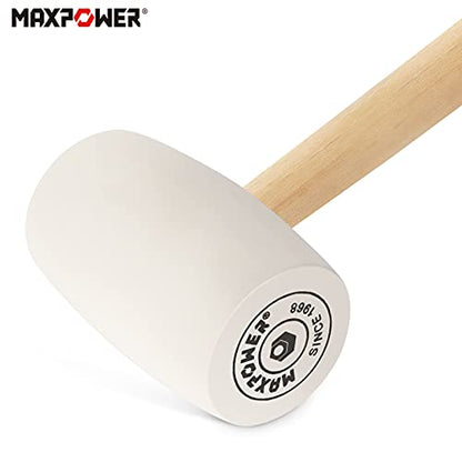 Gummihammer 680g MAXPOWER Fliesenhammer Weißer Pflasterhammer mit Holzgriff Ø 60 mm