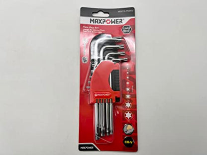 MAXPOWER Innensechskantschlüssel Set, Torx-Schlüssel-Set Inbusschlüssel Satz Torx Schlüssel Profi Innensechskant Satz mit Klapphalter Schlüssel und kompakt Sechskantschlüssel Set 9-teilig.