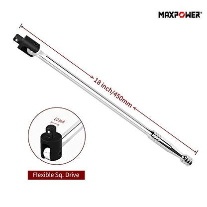 MAXPOWER 450mm/18 Gelenkgriff Drehgriff Breaker Bar mit 1/2" Antriebskopf, Schiebegriff mit Gelenk, Extra Belastbar für Stecknüsse, Steckgriff Bruchfest