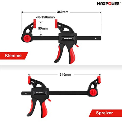 MAXPOWER 2 Stücke Einhandzwingen Set 150mm x 55mm Hohe Qualität Schnellspannzwingen Set Präzises Spannen Schraubzwingen Set