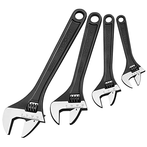 MAXPOWER 4 Stück Schraubenschlüssel Verstellbar Set 150mm/200mm/250mm/300mm Adjustable Wrench Set Maximale Öffnung 20mm/25mm/30mm/35mm Maulschlüssel Verstellbar Set