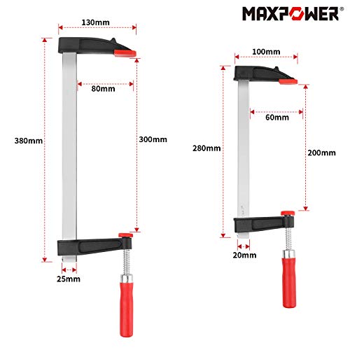 MAXPOWER 4 Stück schraubzwingen set 200 mm x 60 mm + 300mm x 80mm F Klemmen für die Holzbearbeitung, nicht lose schraubzwinge set