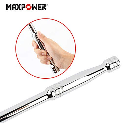 MAXPOWER Gelenkgriff Drehgriff mit 1/2" Antriebskopf, 600mm/24 Drehmomentschlüssel Schiebegriff mit Gelenk, Extra Belastbar für Stecknüsse, Steckgriff Bruchfes (Schwarzer Großer Kopf)