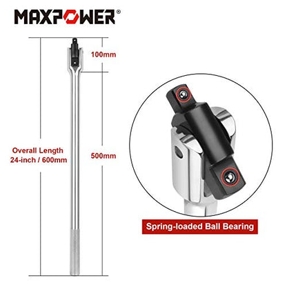 MAXPOWER 1/2 '' und 3/4 '' Breaker Bar 600mm Gelenkgriff Drehgriff Doppelantriebs-Steckschlüssel-Werkzeugsatz Anti-Snaps Autoreparaturwerkzeuge