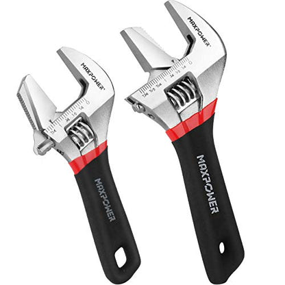 MAXPOWER 2 Stücke Verstellbarer Schraubenschlüssel Set 150 mm/200 mm Schraubenschlüssel Verstellbar Rohrzange Maximale Öffnung 35 m/48 mm Adjustable Wrench Set