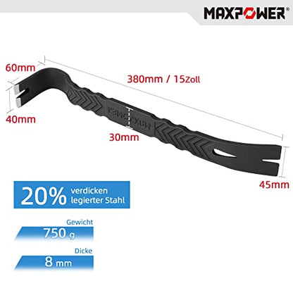 MAXPOWER 2 Stücke Nageleisen Set 300mm/380mm Flach Brecheisen Strickble Brechstangen Set Robust und Langlebig Nagelzieher Set