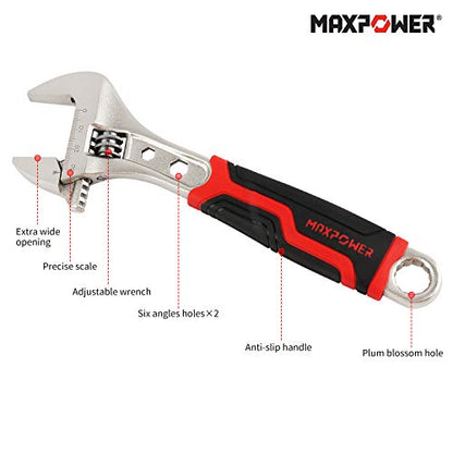 MAXPOWER Verstellbarer Schraubenschlüssel, Adjustable Wrench Kunststoffgriff Verstellbarer Schraubenschlüssel, Extra breiter verstellbarer Schraubenschlüssel, 8 In Maulschlüssel 30 x 200 mm