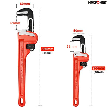 MAXPOWER 2 Stücke Rohrzangen Set 250mm/350mm rohrzange profi Wasserpumpenzange Rohrreparaturwerkzeuge