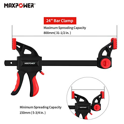 MAXPOWER 4 Stück Schnellspannzwinge 600mm Setstark und Robust Einhandzwinge 600mm set für die Holzbearbeitung