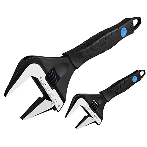 MAXPOWER 2 Stücke Rollgabelschlüssel Set 150mm/250mm Maximale Öffnung 36mm/52mm Rollgabelschlüssel Groß Adjustable Wrench Set