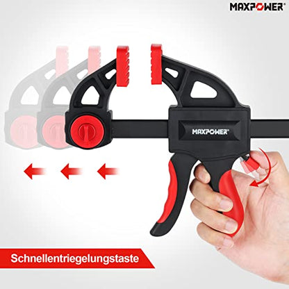 MAXPOWER 6 Stück Schnellspannzwingen Set 150mm/300mm/600mm Einhandzwingen Set für den Modellbau schöne Qualität Spannzwingen Set