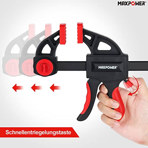 MAXPOWER 2 Stücke Einhandzwingen Set 150mm x 55mm Hohe Qualität Schnellspannzwingen Set Präzises Spannen Schraubzwingen Set