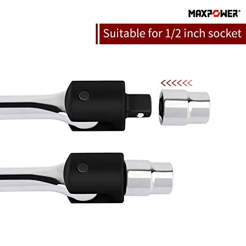 MAXPOWER 450mm/18 Gelenkgriff Drehgriff Breaker Bar mit 1/2" Antriebskopf, Schiebegriff mit Gelenk, Extra Belastbar für Stecknüsse, Steckgriff Bruchfest