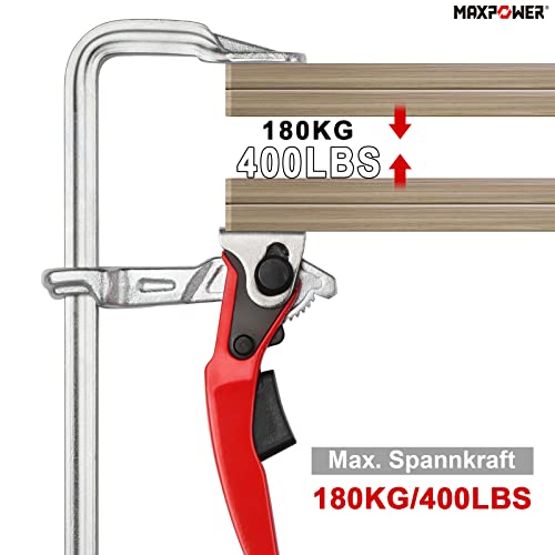 MAXPOWER 2 Stücke Schraubzwingen Set 200mmx60mm+300mmx60mm Ratsche Schnelle Veröffentlichung Schraubzwinge profi Spannzwingen