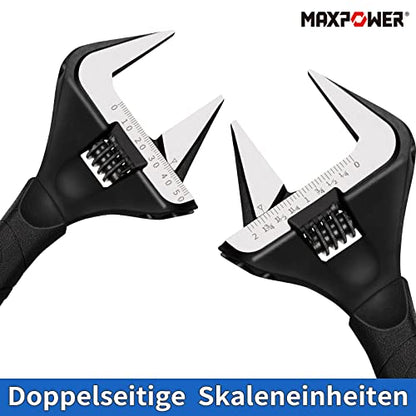 MAXPOWER 2 Stücke Rollgabelschlüssel Set 150mm/250mm Maximale Öffnung 36mm/52mm Rollgabelschlüssel Groß Adjustable Wrench Set