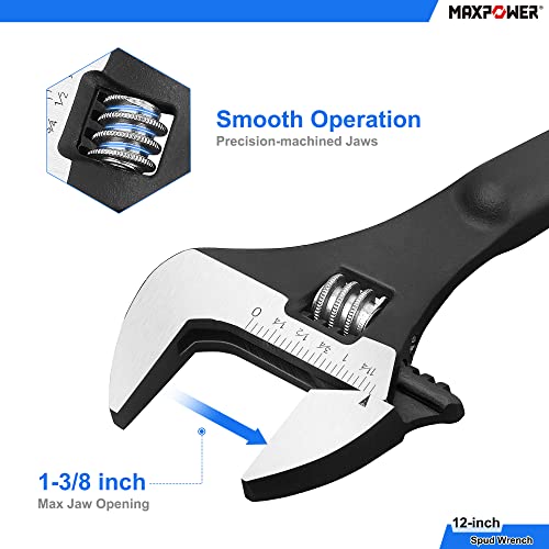 MAXPOWER Einstellbare Schraubenschlüssel Kombination, Adjustable Wrench mit Tiefer Backe und Großer Öffnung Verstellbarer Rollgabelschlüssel, Rohrzange Verstellbare Schraubenschlüssel (2 Stück)