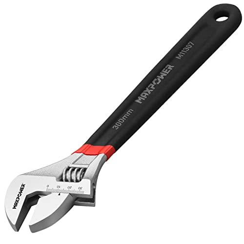 MAXPOWER 300mm Rollgabelschlüssel Groß Verstellbarer Schraubenschlüssel Stark und Robust Adjustable Wrench Maximale Öffnung 35mm