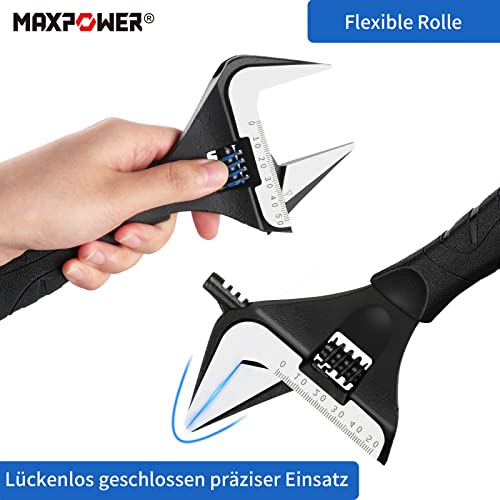 MAXPOWER 2 Stücke Rollgabelschlüssel Set 150mm/250mm Maximale Öffnung 36mm/52mm Rollgabelschlüssel Groß Adjustable Wrench Set