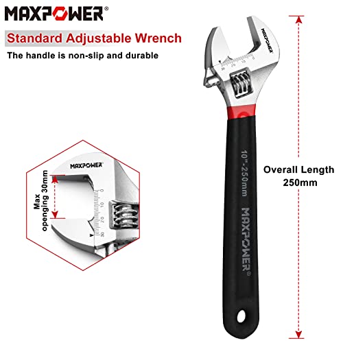 MAXPOWER 250mm Rollgabelschlüssel Groß 30mm Maximale Öffnung Adjustable Wrench Hausreparatur oder Klempnerreparatur Verstellbarer Schraubenschlüssel