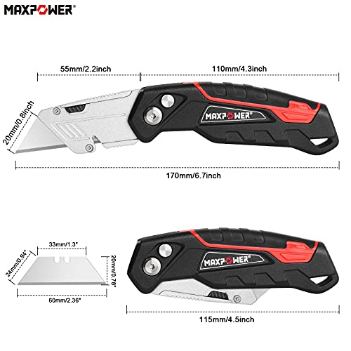 MAXPOWER Teppichmesser Profi 3 Stück Ersatzklingen Cuttermesser Klingen Tragbar Universalmesser