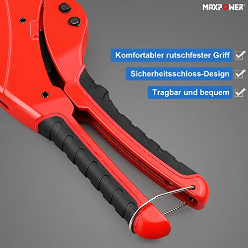 MAXPOWER Rohrschneider 64mm Rohrschneider Kunststoff PVC/PE/PPR/Gummischlauch Professioneller Rohrschneider Aluminium SK5-Klingen Scharfer Schnitt