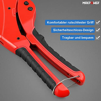 MAXPOWER Rohrschneider 64mm Rohrschneider Kunststoff PVC/PE/PPR/Gummischlauch Professioneller Rohrschneider Aluminium SK5-Klingen Scharfer Schnitt