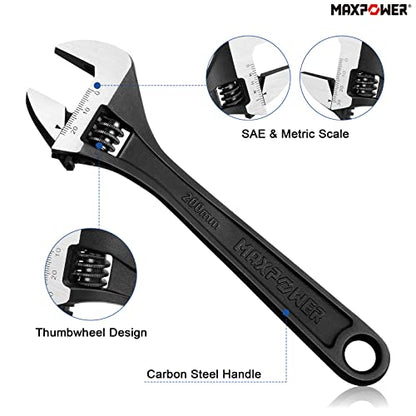 MAXPOWER 3 Stück Verstellbares Schraubenschlüssel Set 150mm/200mm/250mm Maulschlüssel Verstellbar Set Maximale Öffnung 20mm/25mm/30mm Adjustable Wrench Set