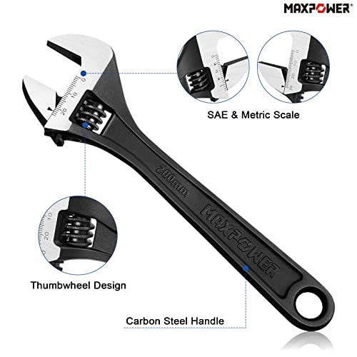 MAXPOWER 4 Stück Schraubenschlüssel Verstellbar Set 150mm/200mm/250mm/300mm Adjustable Wrench Set Maximale Öffnung 20mm/25mm/30mm/35mm Maulschlüssel Verstellbar Set