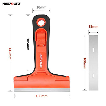 MAXPOWER Glasschaber Fenster mit 10 Klinge Fensterschaber Profi 100mm Scraper Tool