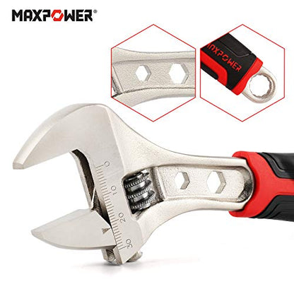 MAXPOWER Verstellbarer Schraubenschlüssel, Adjustable Wrench Kunststoffgriff Verstellbarer Schraubenschlüssel, Extra breiter verstellbarer Schraubenschlüssel, 8 In Maulschlüssel 30 x 200 mm