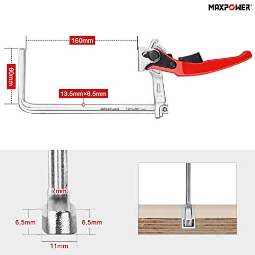 MAXPOWER 1 Stück Tischzwinge Hebelzwinge für führungsschienen mit 160mm Kapazität und 60mm Kehlentiefe zum Schleifen Schneiden