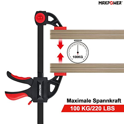 MAXPOWER 6 Stück Schnellspannzwingen Set 150mm/300mm/600mm Einhandzwingen Set für den Modellbau schöne Qualität Spannzwingen Set