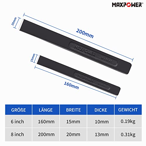 MAXPOWER 2 Stücke Flachmeißel Set 160mm/200mm Meißel Set Stark und Robust Handmeißel Flach