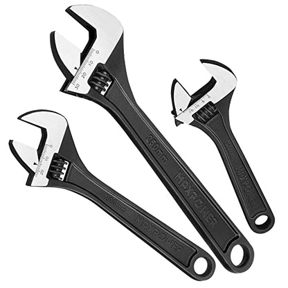 MAXPOWER 3 Stück Verstellbares Schraubenschlüssel Set 150mm/200mm/250mm Maulschlüssel Verstellbar Set Maximale Öffnung 20mm/25mm/30mm Adjustable Wrench Set