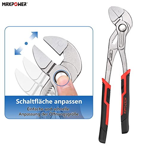 MAXPOWER Zangenschlüssel 250 mm Multizange langlebige 2 in 1 Zange und Schraubenschlüssel Wasserpumpenzangen 10zoll