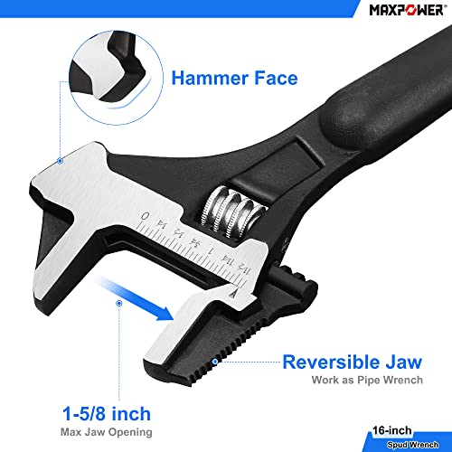 MAXPOWER Einstellbare Schraubenschlüssel Kombination, Adjustable Wrench mit Tiefer Backe und Großer Öffnung Verstellbarer Rollgabelschlüssel, Rohrzange Verstellbare Schraubenschlüssel (2 Stück)