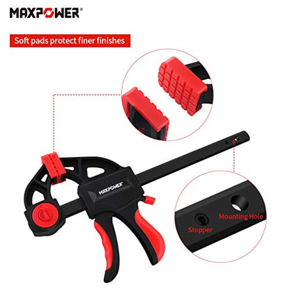 MAXPOWER 4 Stück 6inch Einhandklemmen 150mm Schraubklemme für Modellbau Schnellgriffklemmen Set hochwertige F-Klemmen für die Holzbearbeitung