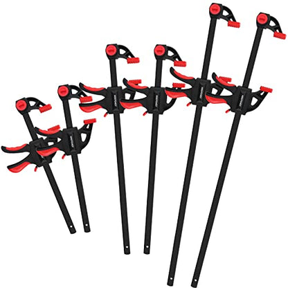 MAXPOWER 6 Stück Schnellspannzwingen Set 150mm/300mm/600mm Einhandzwingen Set für den Modellbau schöne Qualität Spannzwingen Set