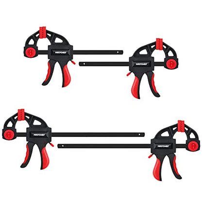 MAXPOWER 4 Stück Schraubzwingen Set 150mm/300mm Einhandzwingen Set Profi Stark und Robust Schnellspannzwingen Set