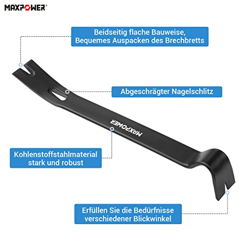 MAXPOWER 380mm Brecheisen Flach 15 Zoll Nageleisen groß Stark und Robust Brecheisen Profi