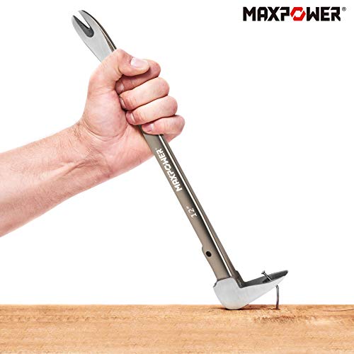 MAXPOWER Brecheisen Set 2-teilig, Nageleisen Nagelschlitze Stemmeisen Brechstange Meißelschaber Brecheisen aus Geschmiedeten Karbonstahl (210mm und 300mm)