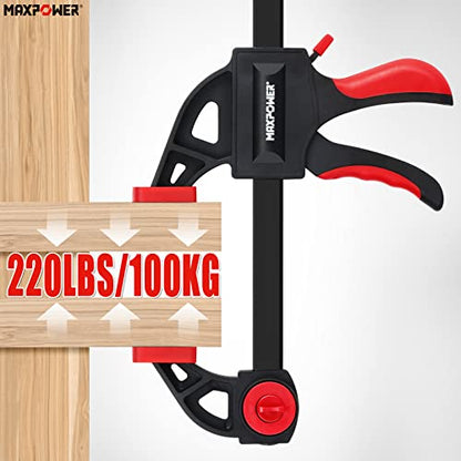 MAXPOWER 4 Stück Schraubzwinge 300mm/600mm Einhandzwingen Set Profi Maximale Spannkraft 100KG Schnellspannzwingen Set