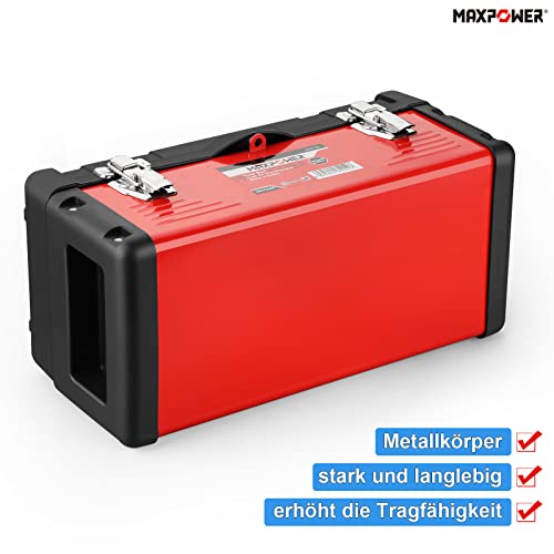 MAXPOWER Werkzeugkoffer Leer 42 x 20 x19cm mit Tablett Werkzeugkoffer Leer Plastik Mischen Metall Dauerhaft Werkzeugkiste Profi