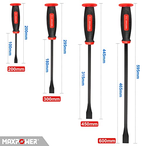 MAXPOWER 4 Stück Hebeleisen Set 200mm/300mm/450mm/600mm Brecheisen Set Profi Nageleisen Set